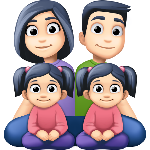 Família - Homem: Tom de pele claro, Mulher: Tom de pele claro, Menina: Tom de pele claro, Menina: Tom de pele claro para Facebook 16.0