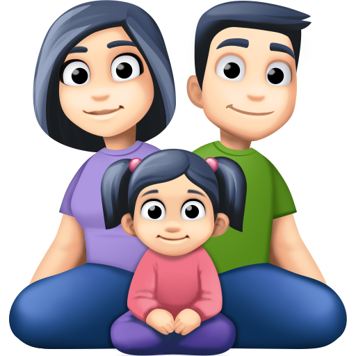 Família - Homem: Tom de pele claro, Mulher: Tom de pele claro, Menina: Tom de pele claro para Facebook 16.0