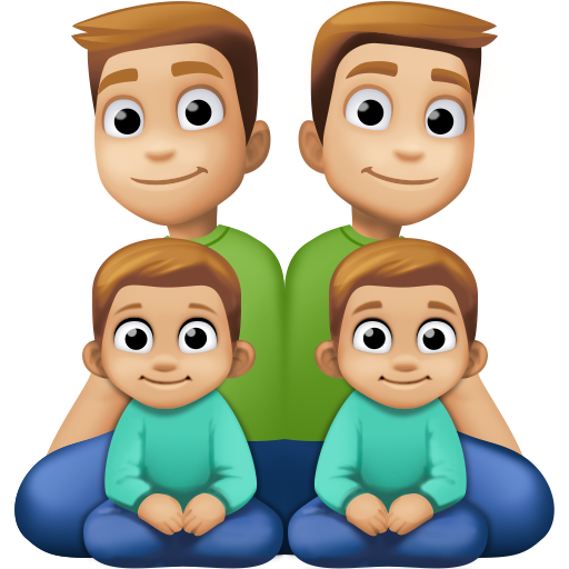 Família - Homem: Tom de pele médio-claro, Homem: Tom de pele médio-claro, Menino: Tom de pele médio-claro, Menino: Tom de pele médio-claro para Facebook 16.0