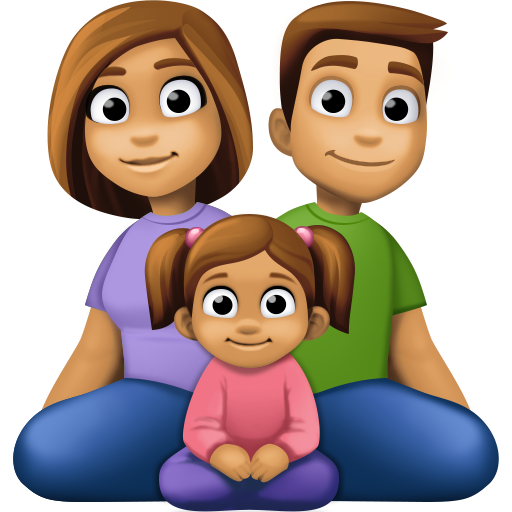 Família - Homem: Tom de pele médio, Mulher: Tom de pele médio, Menina: Tom de pele médio para Facebook 16.0