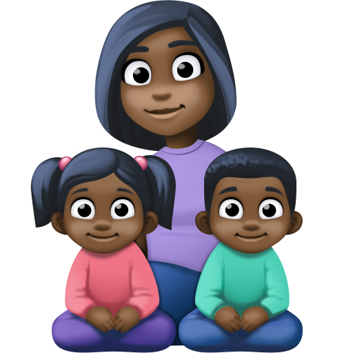 Сім'я-жінка: темний тон шкіри, дівчина: темний тон шкіри, хлопчик: темний тон шкіри для Facebook 16.0