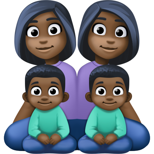 Família - Mulher: Tom de pele escuro, Mulher: Tom de pele escuro, Menino: Tom de pele escuro, Menino: Tom de pele escuro para Facebook 16.0