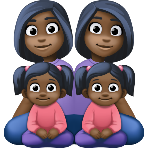 Família - Mulher: Tom de pele escuro, Mulher: Tom de pele escuro, Menina: Tom de pele escuro, Menina: Tom de pele escuro para Facebook 16.0