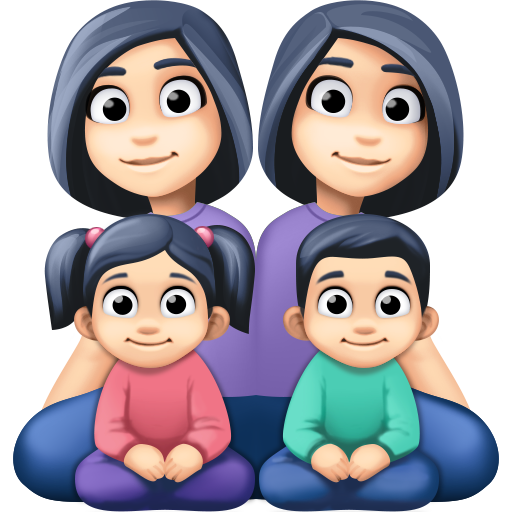 Family - Woman: Light Skin Tone, Woman: Light Skin Tone, Girl: Light Skin Tone, Boy: Light Skin Tone Facebook 16.0 के लिए
