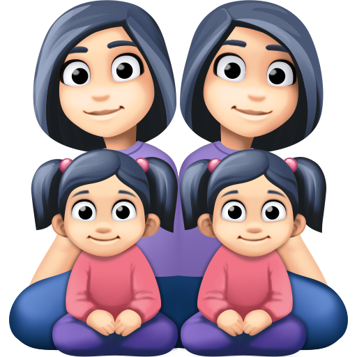 Сім'я-жінка: світлий відтінок шкіри, жінка: світлий відтінок шкіри, дівчинка: світлий відтінок шкіри, дівчинка: світлий відтінок шкіри для Facebook 16.0