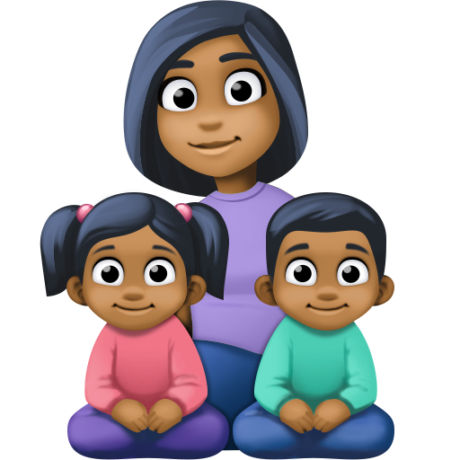 Сім'я-жінка: середньо-темний тон шкіри, дівчинка: середньо-темний тон шкіри, хлопчик: середньо-темний тон шкіри для Facebook 16.0