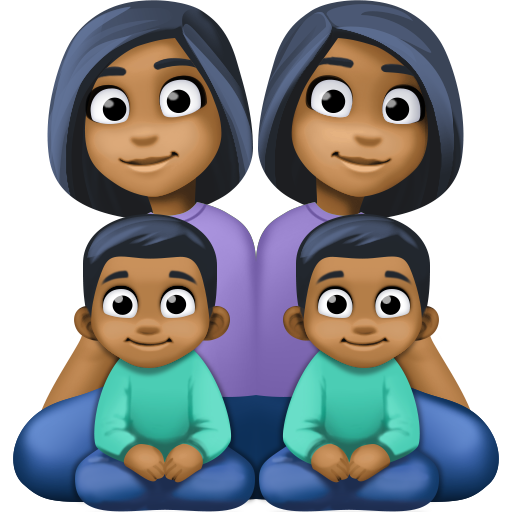 Сім'я-жінка: середньо-темний тон шкіри, жінка: середньо-темний тон шкіри, хлопчик: середньо-темний тон шкіри, хлопчик: середньо-темний тон шкіри для Facebook 16.0