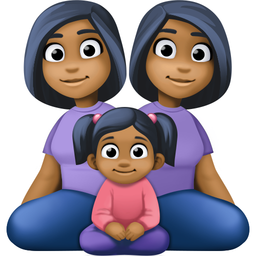 Сім'я-жінка: середньо-темний тон шкіри, жінка: середньо-темний тон шкіри, дівчинка: середньо-темний тон шкіри для Facebook 16.0