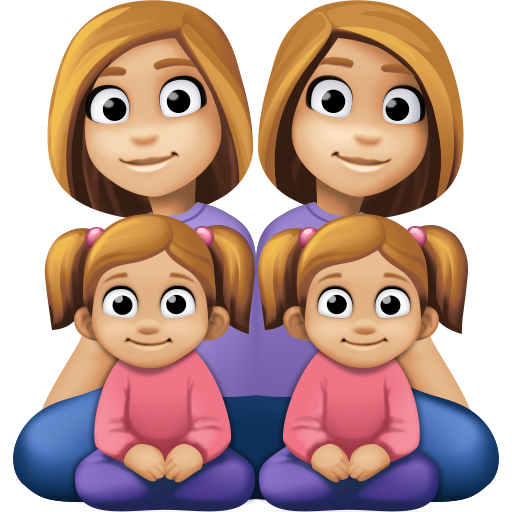 Família - Mulher: Tom de pele médio-claro, Mulher: Tom de pele médio-claro, Menina: Tom de pele médio-claro, Menina: Tom de pele médio-claro para Facebook 16.0