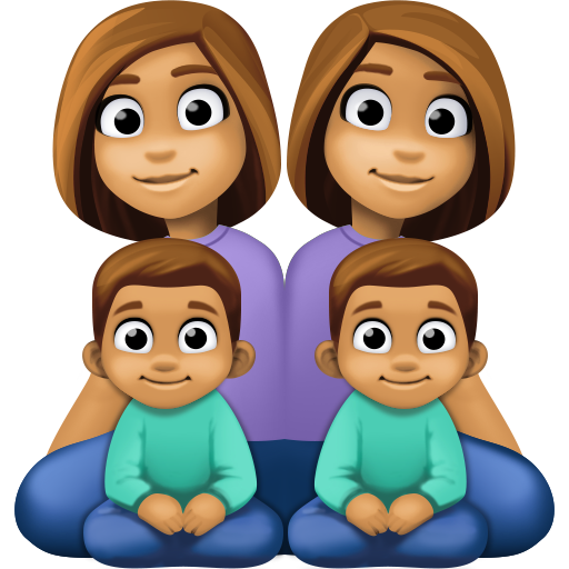 Сім'я-жінка: середній тон шкіри, жінка: середній тон шкіри, хлопчик: середній тон шкіри, хлопчик: середній тон шкіри для Facebook 16.0