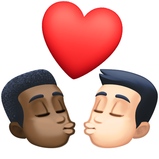 Beijo: Homem, Homem, Pele Escura, Pele Clara para Facebook 16.0