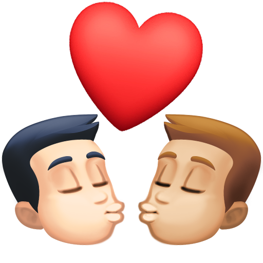 Beijo: Homem, Homem, Pele Clara, Pele Morena Clara para Facebook 16.0