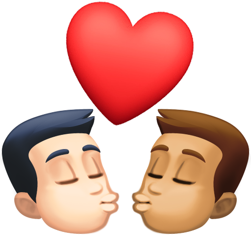 Beijo: Homem, Homem, Pele Clara, Pele Morena para Facebook 16.0