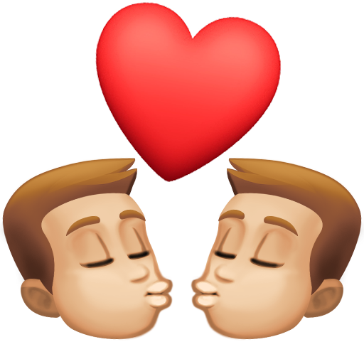 Beijo: Homem, Homem, Pele Morena Clara para Facebook 16.0