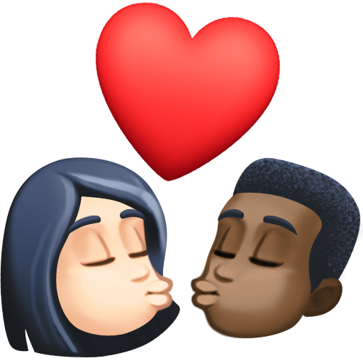 Beijo: Mulher, Homem, Pele Clara, Pele Escura para Facebook 16.0