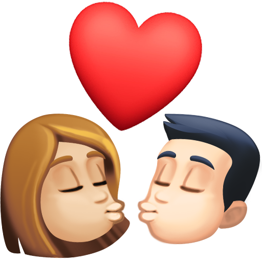 Beijo: Mulher, Homem, Pele Morena Clara, Pele Clara para Facebook 16.0