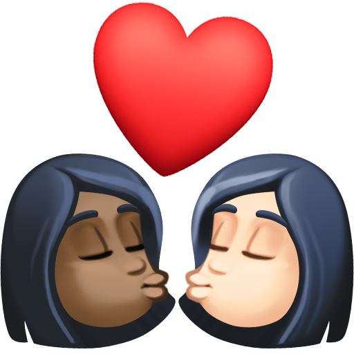 Beijo: Mulher, Mulher, Pele Escura, Pele Clara para Facebook 16.0