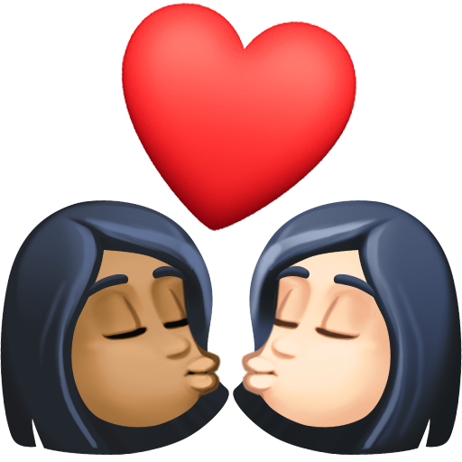 Beijo: Mulher, Mulher, Pele Morena Escura, Pele Clara para Facebook 16.0
