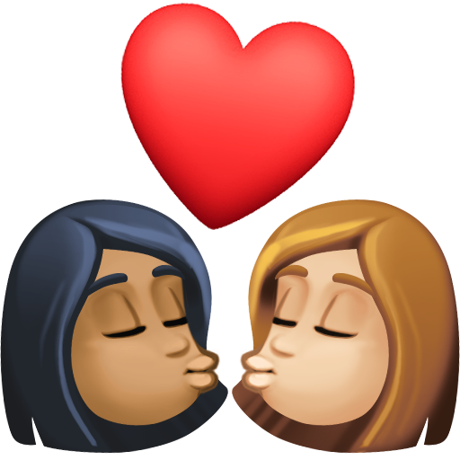 Beijo: Mulher, Mulher, Pele Morena Escura, Pele Morena Clara para Facebook 16.0