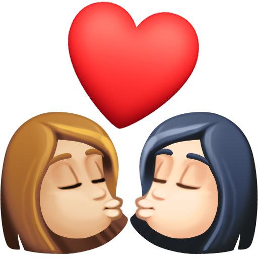 Beijo: Mulher, Mulher, Pele Morena Clara, Pele Clara para Facebook 16.0