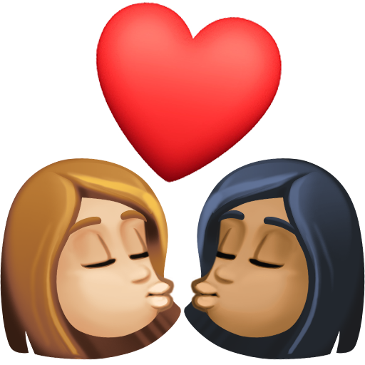 Beijo: Mulher, Mulher, Pele Morena Clara, Pele Morena Escura para Facebook 16.0