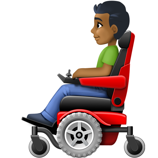 Homem Em Cadeira De Rodas Motorizada: Pele Morena Escura para Facebook 16.0