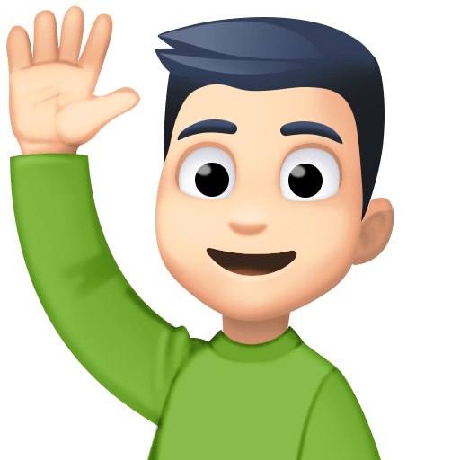 Man Raising Hand: Light Skin Tone for Facebook 16.0