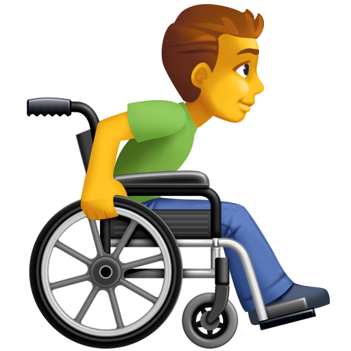 Homem em cadeira de rodas manual virado para a direita para Facebook 16.0