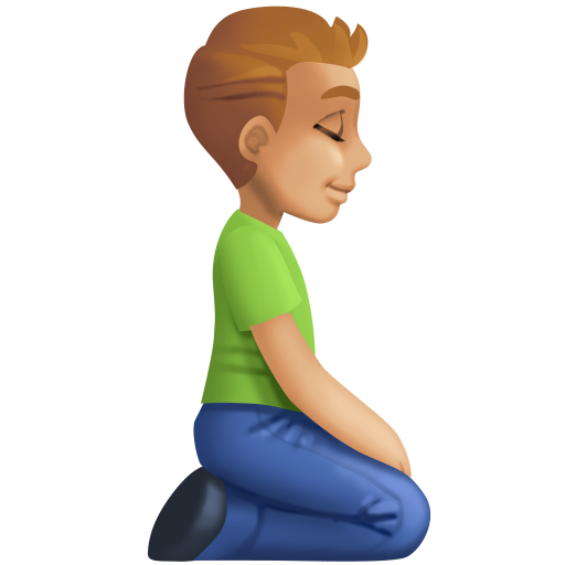 <p>Чоловік на колінах: відтінок шкіри середньо світлий, обличчям вправо</p> для Facebook 16.0