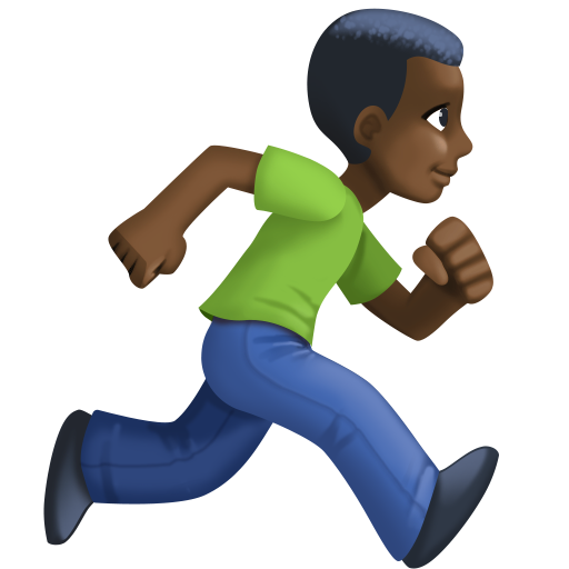 Homem correndo de frente para a direita: tom de pele escuro para Facebook 16.0