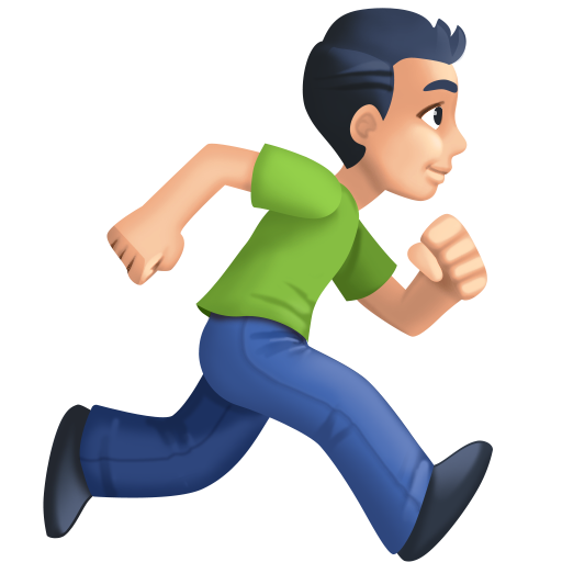 Homem correndo de frente para a direita: tom de pele claro para Facebook 16.0