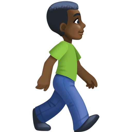 Homem caminhando de frente para a direita: tom de pele escuro para Facebook 16.0