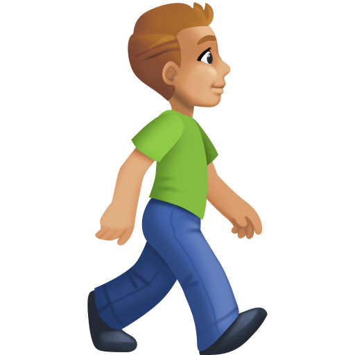 Homem caminhando de frente para a direita: tom de pele médio-claro para Facebook 16.0