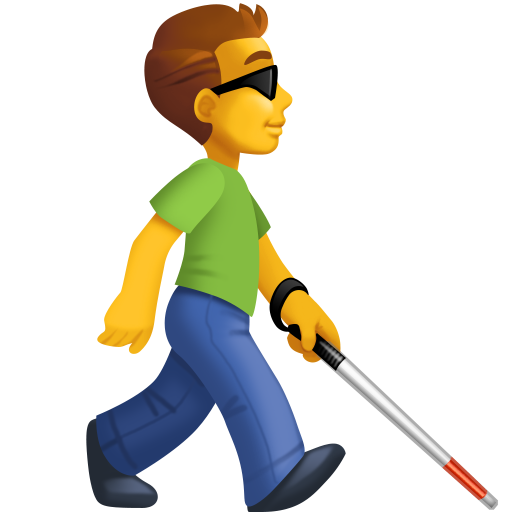 Homem com bengala branca voltado para a direita para Facebook 16.0