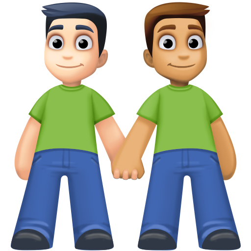 Homens que seguram as mãos: tom de pele claro, tom de pele médio para Facebook 16.0