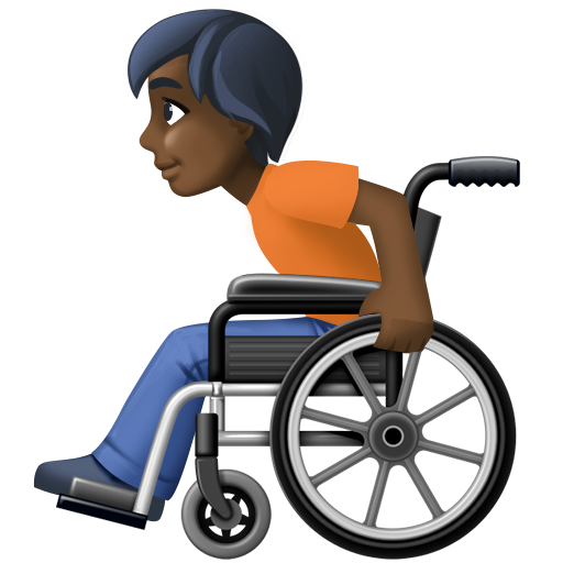 Человек в кресле-коляске с ручным приводом: очень темный тон кожи для Facebook 16.0