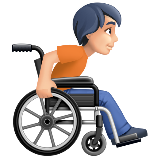 Людина в ручному інвалідному візку, дивиться праворуч: світлий тон шкіри для Facebook 16.0