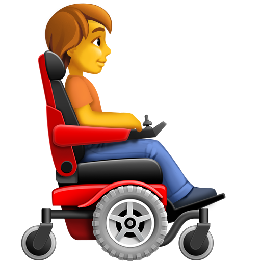 Pessoa em cadeira de rodas motorizada voltada para a direita para Facebook 16.0