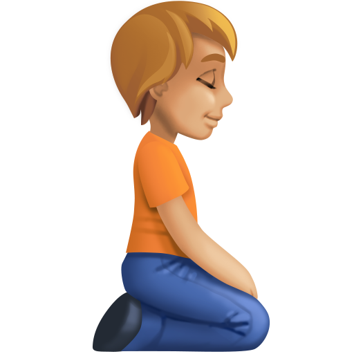 <p>Людина на колінах: із світлою шкірою середнього світла, обличчям вправо</p> для Facebook 16.0
