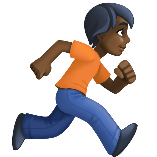 Pessoa correndo de frente para a direita: tom de pele escuro para Facebook 16.0