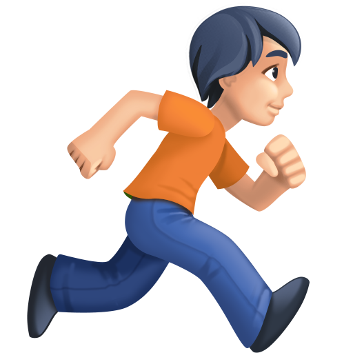 Pessoa correndo de frente para a direita: tom de pele claro para Facebook 16.0