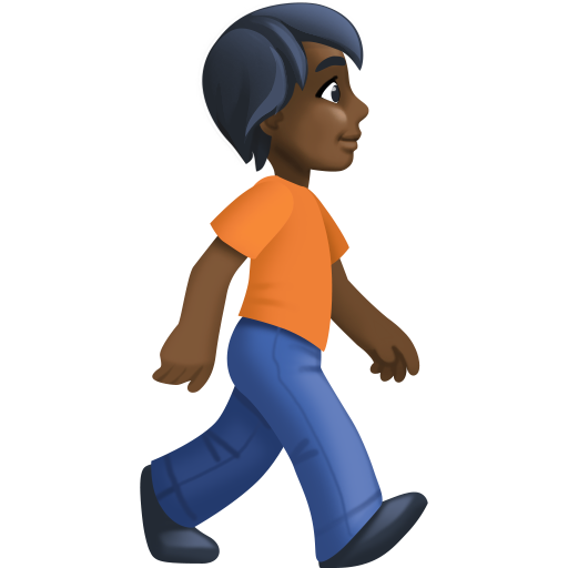 Pessoa caminhando de frente para a direita: tom de pele escuro para Facebook 16.0