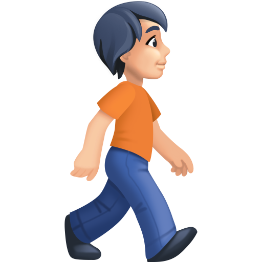 Pessoa caminhando de frente para a direita: tom de pele claro para Facebook 16.0