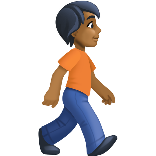 Pessoa caminhando de frente para a direita: tom de pele médio-escuro para Facebook 16.0