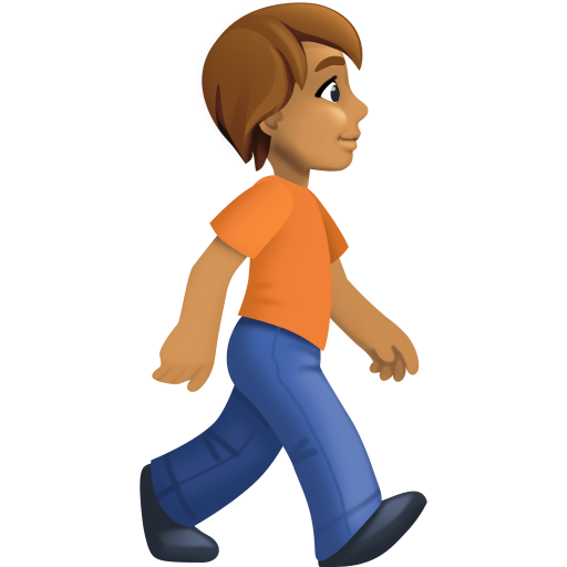 Pessoa caminhando de frente para a direita: tom de pele médio para Facebook 16.0