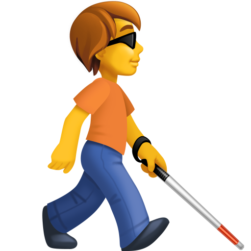 Pessoa com bengala branca voltada para a direita para Facebook 16.0