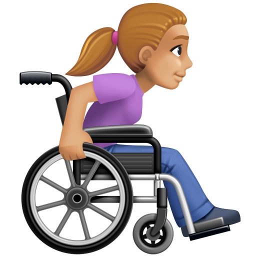 Mulher em cadeira de rodas manual voltada para a direita: tom de pele médio-claro para Facebook 16.0