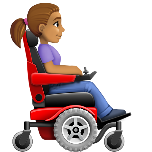 Mulher em cadeira de rodas motorizada voltada para a direita: tom de pele médio para Facebook 16.0