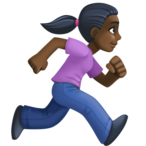 Mulher correndo de frente para a direita: tom de pele escuro para Facebook 16.0