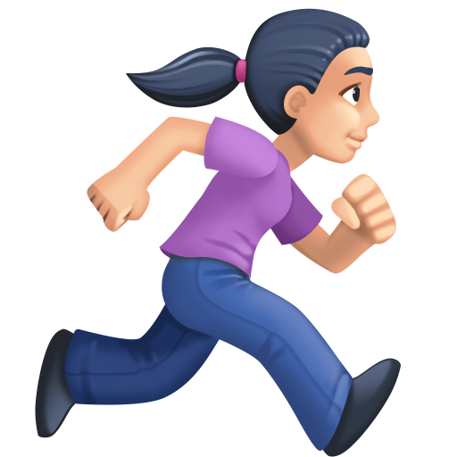 Mulher correndo de frente para a direita: tom de pele claro para Facebook 16.0